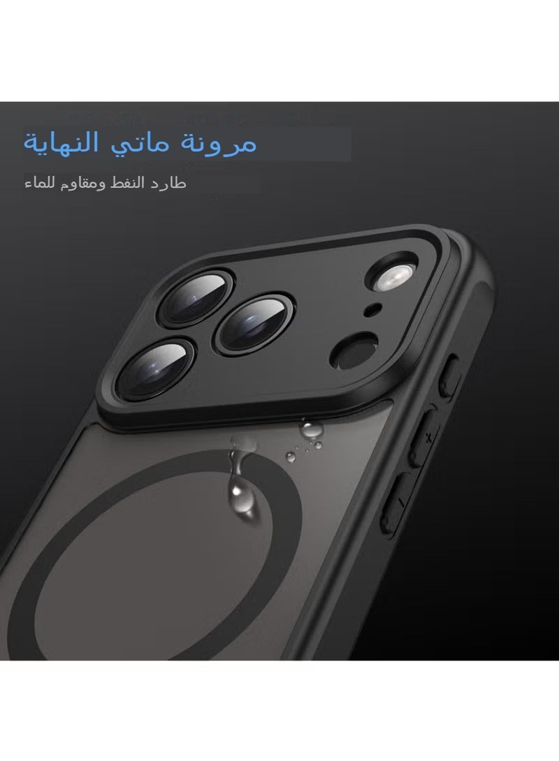 Reema iPhone 17 Pro Case Compatible with MagSafe, Semi-Transparent Frosted Matte Back [Smoke Black], Anti-Fingerprint & Never Yellow, Shockproof Slim Cover - Black - Image 2